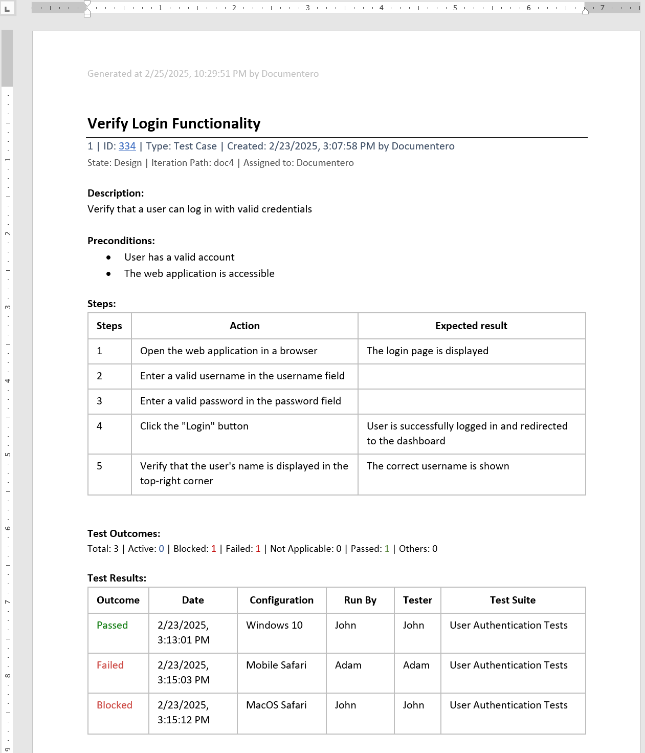 Test Cases Export