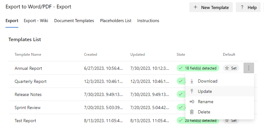 Templates Management