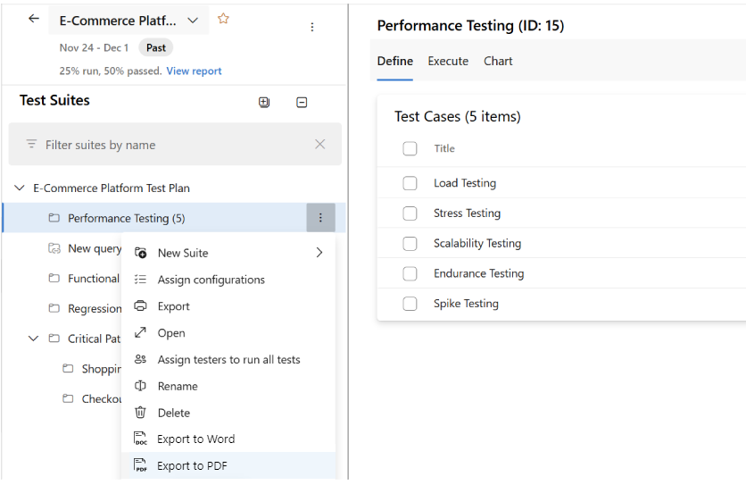 Export Test Suite