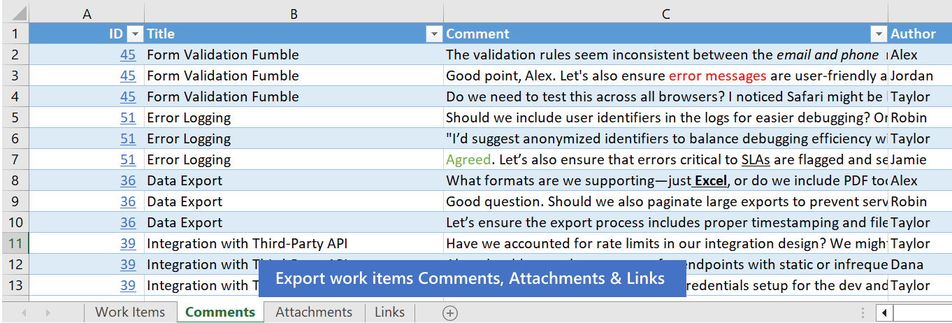 Attachments, Comments, Links