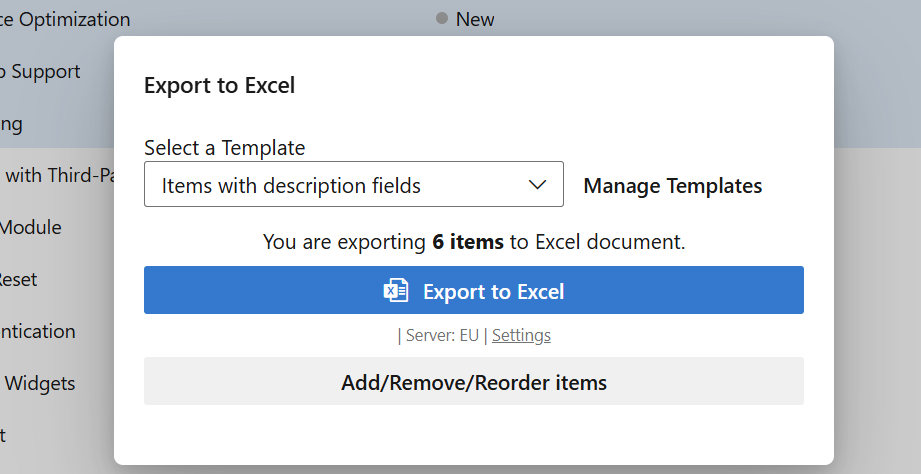 Export Modal